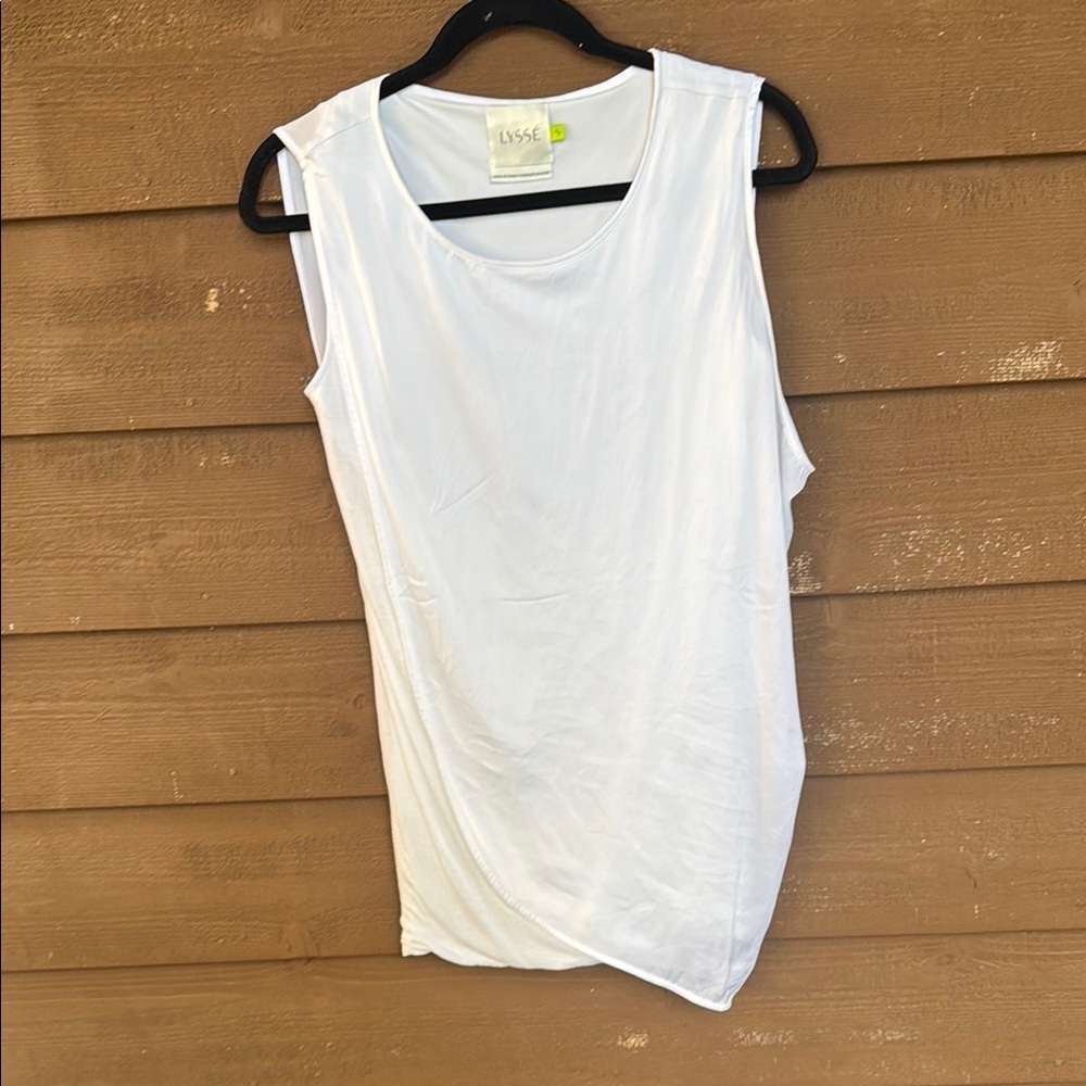 Lysse Shapewear White Sleeveless Satin Overlay Top size S